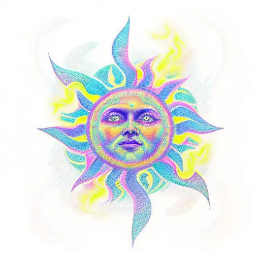 Sun- positivity, power, clarity, knowledge, divinity, life force tattoo design idea