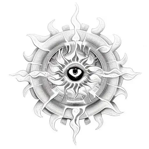 Sun- positivity, power, clarity, knowledge, divinity, life force tattoo design idea