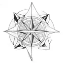 fine line arrow with compass tattoo design idea