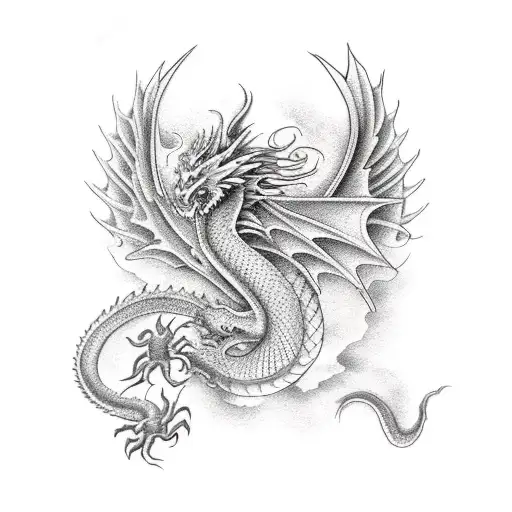 Dragon and Phoenix tattoo design idea