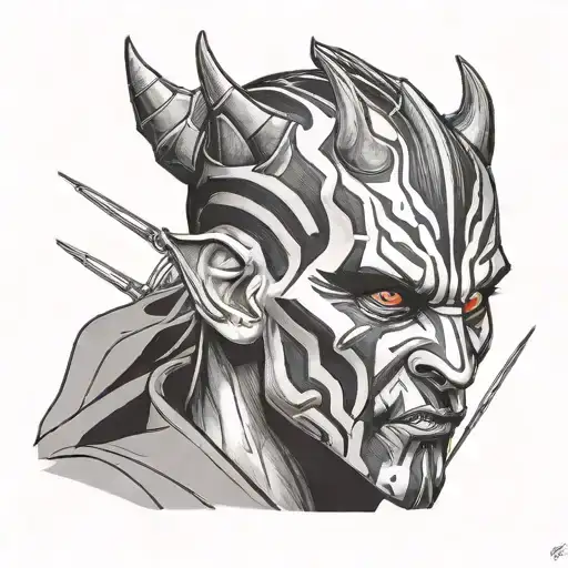 Star Wars darth maul drawn tattoo design idea