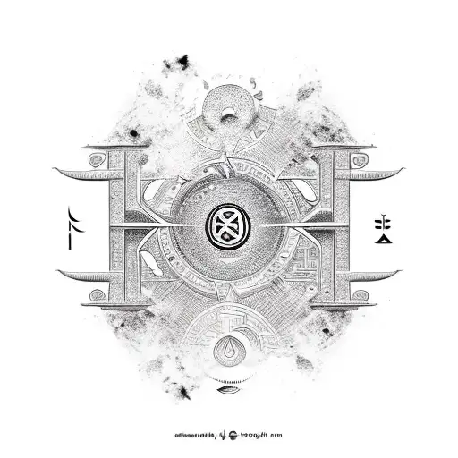 A fusion of ancient Egyptian hieroglyphics and Nordic runes to represent spiritual connections across cultures tattoo design idea