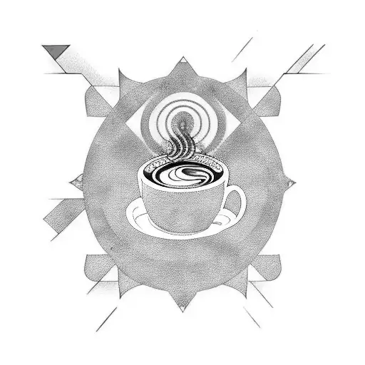 Psychedelic anime scene with a coffee theme tattoo design idea