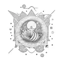 Psychedelic anime scene with a coffee theme tattoo design idea