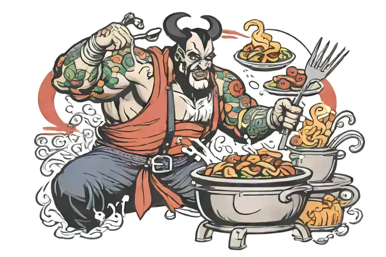Disney villain cooking and professional wrestling  tattoo design idea