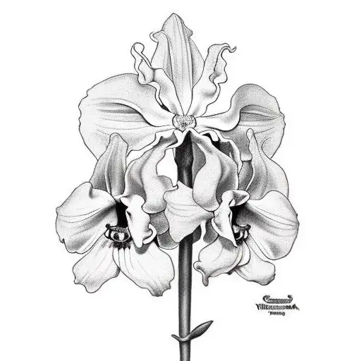 I would like a realistic black and white drawing of a flower named Josefina, with the scientific name Miltonia. Please i tattoo design idea