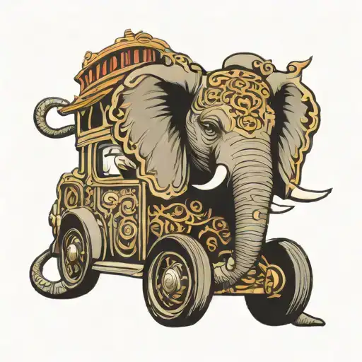 car, winding road, little elephant or tour or of Nantes tattoo design idea