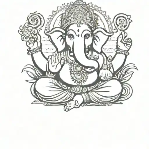 Blessed word with Ganpati tattoo design idea