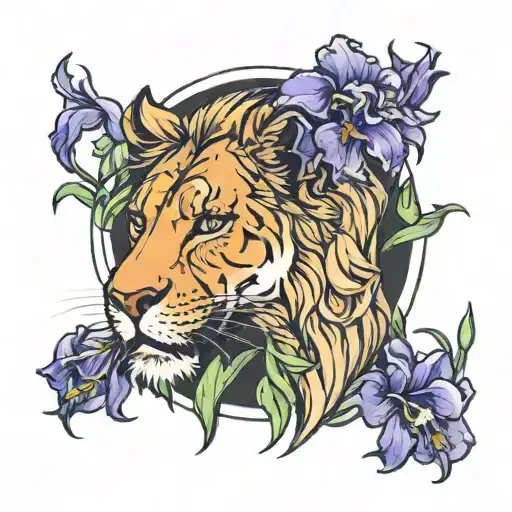Daniel in the lions den. Irises worked in tattoo design idea