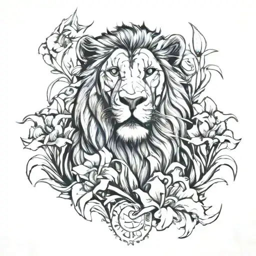 Daniel in the lions den. Irises worked in tattoo design idea