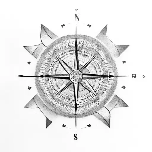 Nordic compass with oden  tattoo design idea