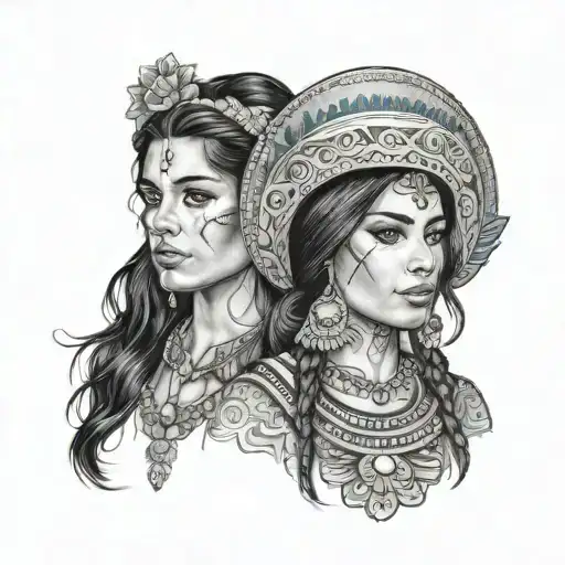 Mexican/ Guatemalan 30 year old female with white guy with black hair blue eyes  tattoo design idea