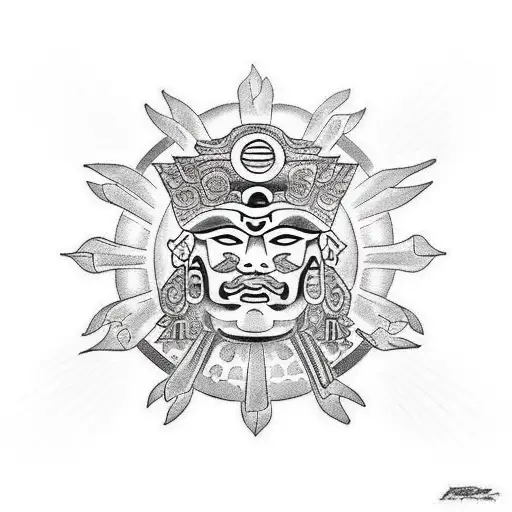 Aztec sun god tattoo design idea