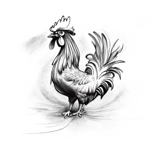 rooster on fire tattoo design idea