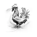 rooster on fire tattoo design idea