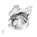 rooster on fire tattoo design idea
