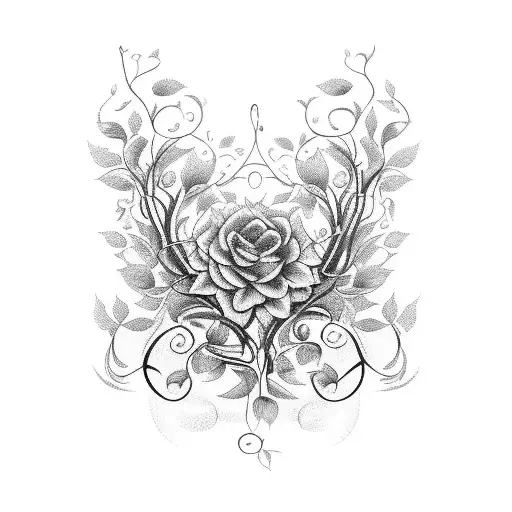A music staff with notes transforming into a delicate floral vine tattoo design idea