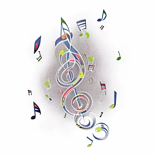 A music staff with notes transforming into a delicate floral vine tattoo design idea