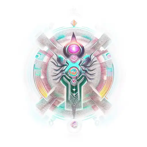 cyber sigilisim, neon tribal, arm sleeve, chakra tattoo design idea