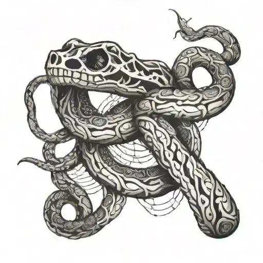 A snake skeleton wrapped around the collarbone tattoo design idea