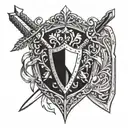 shield laurel wrapping and sword tattoo design idea