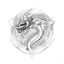 dragon wolf tattoo design idea