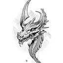 dragon wolf tattoo design idea