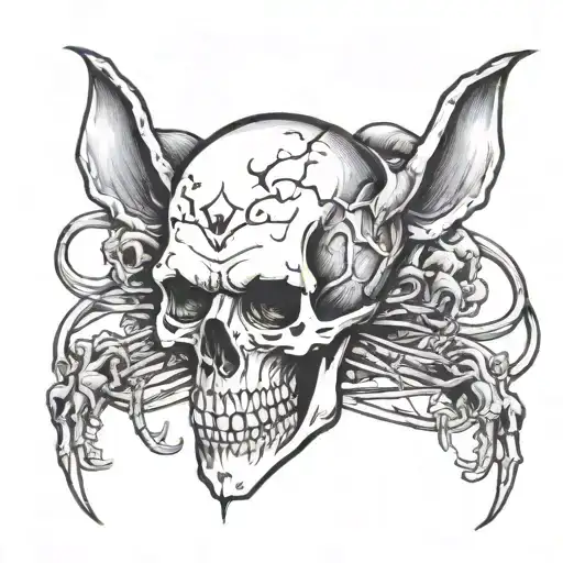 rats and skull man tattoo design idea