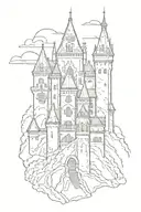 Dracula castle silhouette tattoo design idea