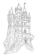 Dracula castle silhouette tattoo design idea