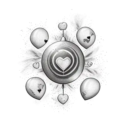 hearts mixed with a grenade exploding tattoo design idea