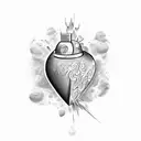 hearts mixed with a grenade exploding tattoo design idea