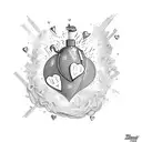 hearts mixed with a grenade exploding tattoo design idea