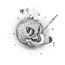 hearts mixed with a grenade exploding tattoo design idea