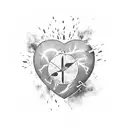 hearts mixed with a grenade exploding tattoo design idea