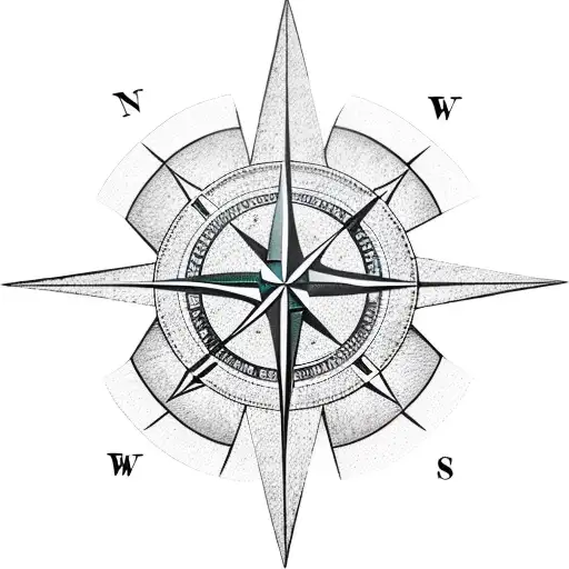 compass rose, sextant tattoo design idea