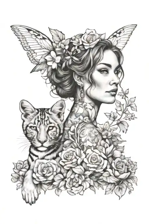 Kindness Resilience Renaissance Hope Positivity Animal Woman tattoo design idea