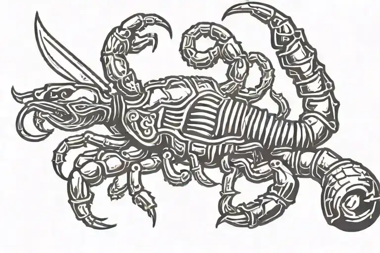  Scorpion with knife in one hand tattoo design idea