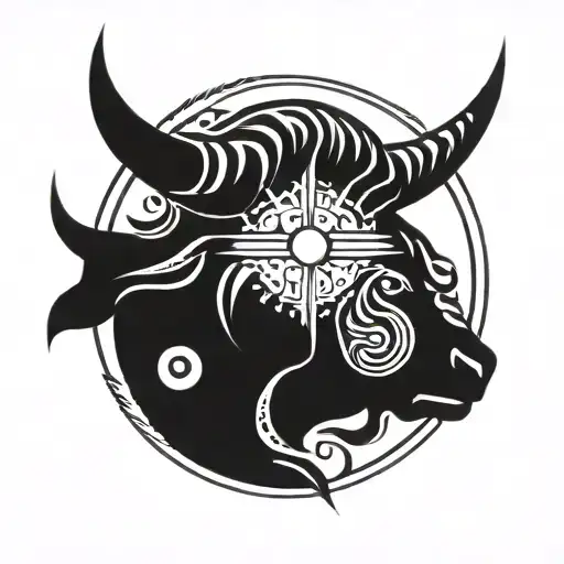 taurus astral sign with a sun tattoo design idea