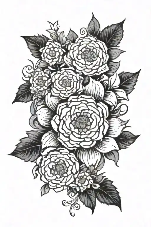 Mandela, flowers, names tattoo design idea