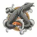 infinity loop and japanese koi tattoo design idea