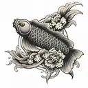 infinity loop and japanese koi tattoo design idea