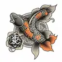 infinity loop and japanese koi tattoo design idea