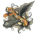 infinity loop and japanese koi tattoo design idea