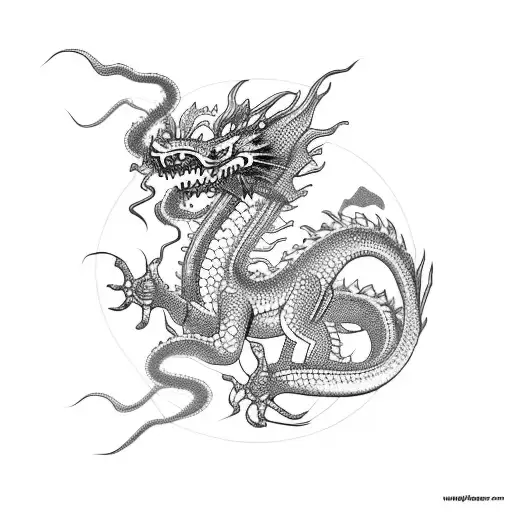 A Vietnamese dragon made out of robotic parts tattoo design idea