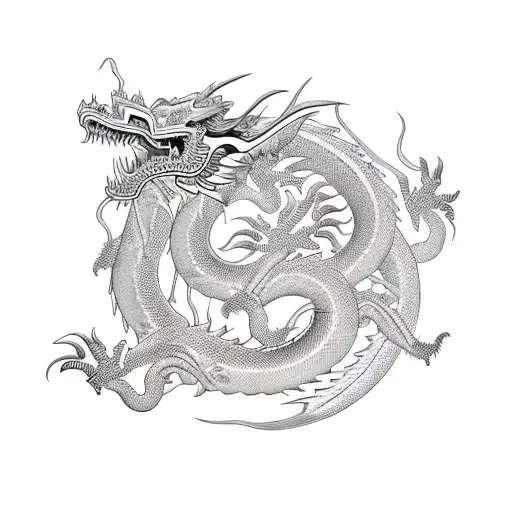 A Vietnamese dragon made out of robotic parts tattoo design idea