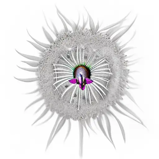 various flowers with butterflies and a hummingbird eating from a dandelion  tattoo design idea