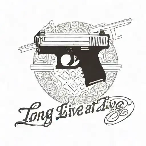 quote "Long Live Matt" with the capital L's as a glock 19 with extended clip tattoo design idea