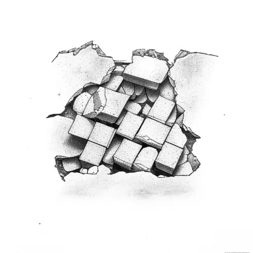 broken brick wall  tattoo design idea
