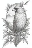 cardinal with matterhorn panorama tattoo design idea